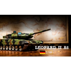 Czołg zdalnie sterowany ASG/dźwięk/dym 1:16 German Leopard II A6 RTR 2.4Ghz - Heng Long 3889-1U (S)